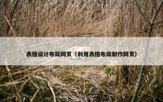 表格设计布局网页（利用表格布局制作网页）