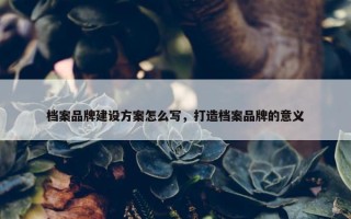 档案品牌建设方案怎么写，打造档案品牌的意义