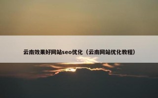 云南效果好网站seo优化（云南网站优化教程）