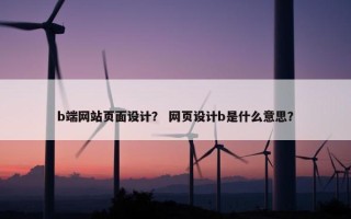 b端网站页面设计？ 网页设计b是什么意思？
