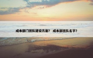 成本部门团队建设方案？ 成本部团队名字？