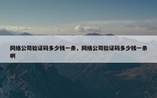 网络公司验证码多少钱一条，网络公司验证码多少钱一条啊