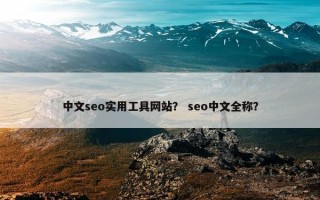 中文seo实用工具网站？ seo中文全称？