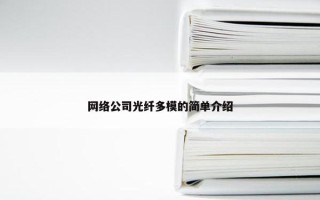 网络公司光纤多模的简单介绍