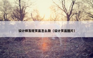设计师发现页面怎么做（设计页面图片）