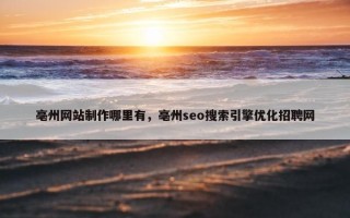 亳州网站制作哪里有，亳州seo搜索引擎优化招聘网