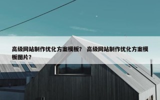 高级网站制作优化方案模板？ 高级网站制作优化方案模板图片？