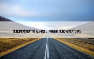 优化网站推广常见问题，网站的优化与推广分析