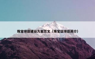 珠宝项目建设方案范文（珠宝店项目简介）