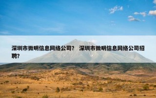 深圳市微明信息网络公司？ 深圳市微明信息网络公司招聘？