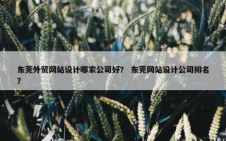 东莞外贸网站设计哪家公司好？ 东莞网站设计公司排名？