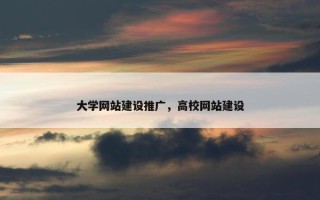 大学网站建设推广，高校网站建设