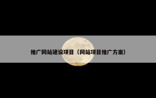 推广网站建设项目（网站项目推广方案）