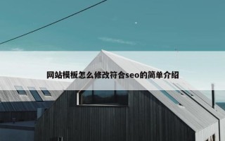 网站模板怎么修改符合seo的简单介绍