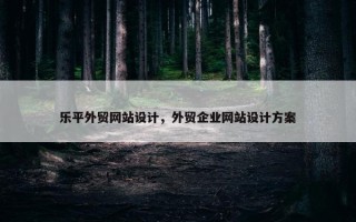 乐平外贸网站设计，外贸企业网站设计方案