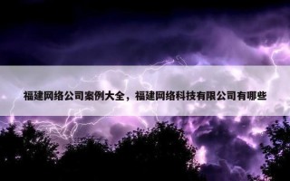 福建网络公司案例大全，福建网络科技有限公司有哪些