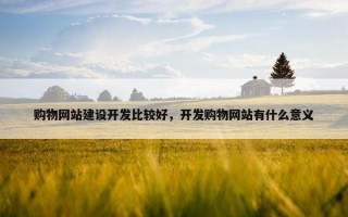 购物网站建设开发比较好，开发购物网站有什么意义