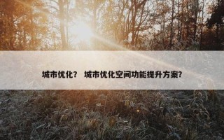 城市优化？ 城市优化空间功能提升方案？