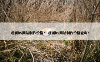 观澜h5网站制作价格？ 观澜h5网站制作价格查询？