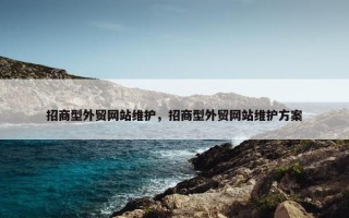 招商型外贸网站维护，招商型外贸网站维护方案