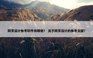 网页设计参考软件有哪些？ 关于网页设计的参考文献？