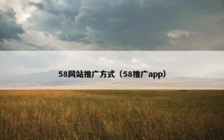 58网站推广方式（58推广app）