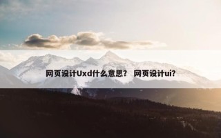 网页设计Uxd什么意思？ 网页设计ui？