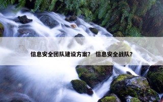 信息安全团队建设方案？ 信息安全战队？