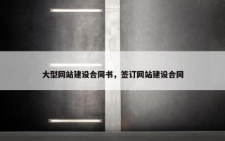 大型网站建设合同书，签订网站建设合同