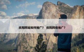 庆阳网站如何推广？ 庆阳网络推广？
