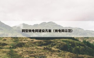 网型微电网建设方案（微电网示范）