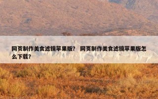 网页制作美食滤镜苹果版？ 网页制作美食滤镜苹果版怎么下载？