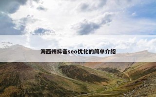 海西州抖音seo优化的简单介绍