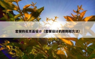 套餐购买页面设计（套餐设计的原则和方法）