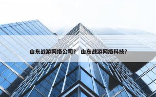 山东战游网络公司？ 山东战游网络科技？