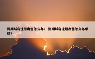 到期域名注册出售怎么办？ 到期域名注册出售怎么办手续？