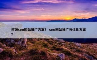 河源seo网站推广方案？ seo网站推广与优化方案？