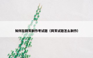 如何在网页制作考试题（网页试题怎么制作）