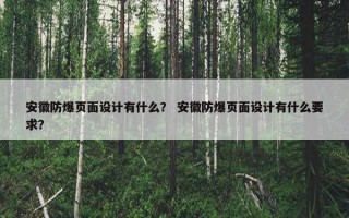 安徽防爆页面设计有什么？ 安徽防爆页面设计有什么要求？
