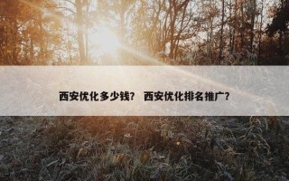 西安优化多少钱？ 西安优化排名推广？