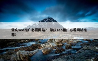 肇庆seo推广必看网站？ 肇庆seo推广必看网站推荐？