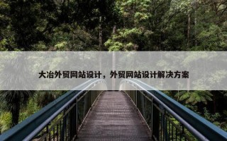 大冶外贸网站设计，外贸网站设计解决方案