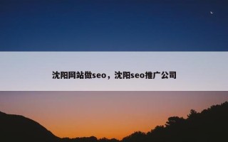 沈阳网站做seo，沈阳seo推广公司