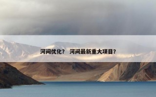 河间优化？ 河间最新重大项目？