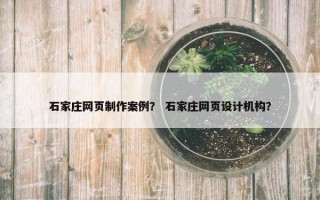 石家庄网页制作案例？ 石家庄网页设计机构？