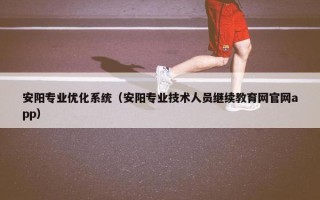 安阳专业优化系统（安阳专业技术人员继续教育网官网app）