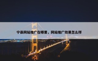 宁县网站推广在哪里，网站推广效果怎么样