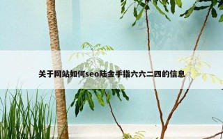 关于网站如何seo陆金手指六六二四的信息