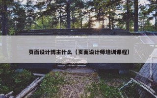 页面设计博主什么（页面设计师培训课程）