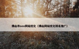 佛山市seo网站优化（佛山网站优化排名推广）